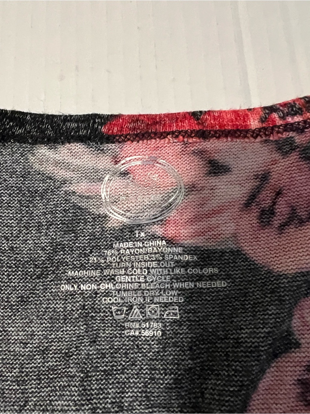 Maurices Black Long-Sleeve V-Neck Top with Red Floral Print - Picture 2 of 2